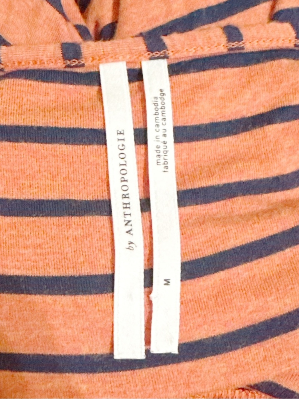 Anthropologie Lissa Wide Leg Jumpsuit Striped Tie Front Coral Navy Blue Medium - Picture 8 of 9